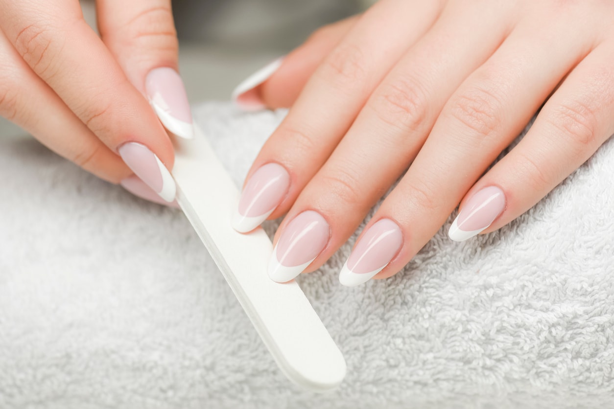 Structured gel manicure close-up